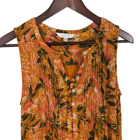 Garnet Hill Livvy Sundial Orange Floral Crepe Sleeveless Dress Women’s Small - Picture 5 of 8